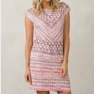 Prana Sanna‎ Tee Shirt Dress Medium Geo Print Boat Neck Women’s